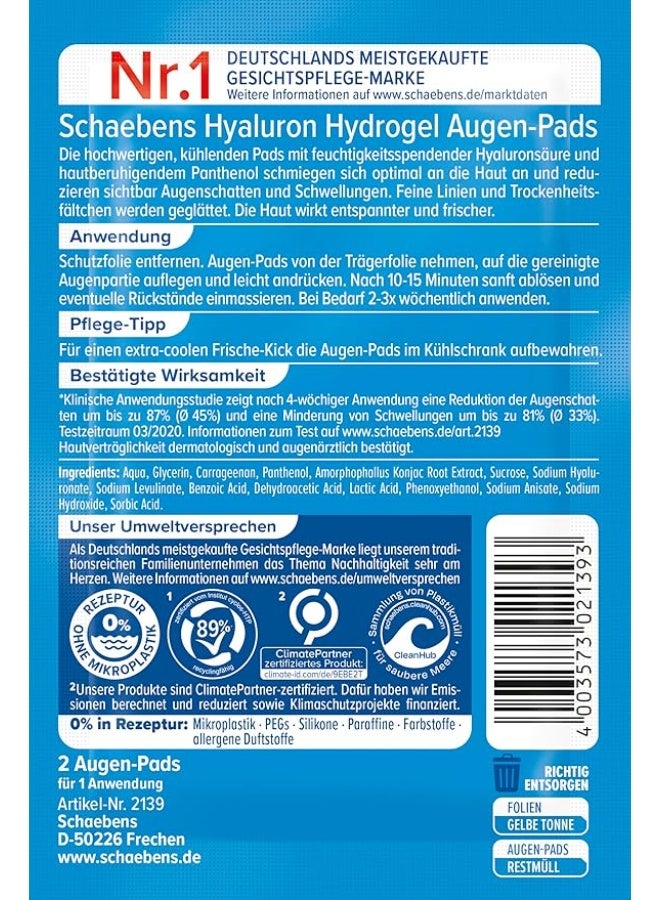 Schaebens Hyaluronic Hydrogel Eye Pads – Moisturises & Reduces Dark Circles – With Hyaluronic Acid & Panthenol – For All Skin Types – Vegan – Made in Germany - Image 2